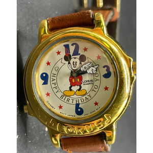 LORUS V421 Mickey Mouse Gold Tone Melody Watch “Happy Birthday To You” 31mm